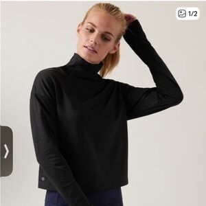 Athleta Black Whistler Mock Neck Top